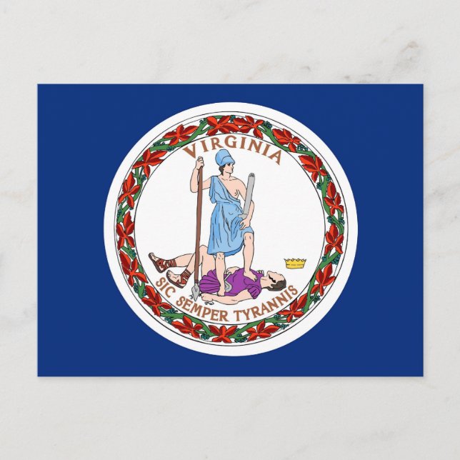 Postal con bandera del Estado de Virginia - Estado (Anverso)