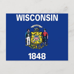 Postal con bandera del estado de Wisconsin - Estad