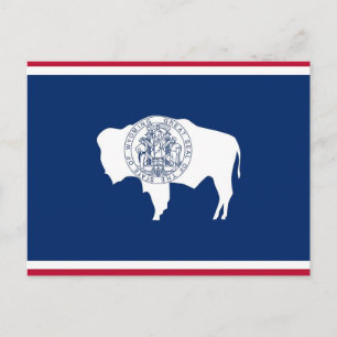 Postal con bandera del estado de Wyoming - Estados
