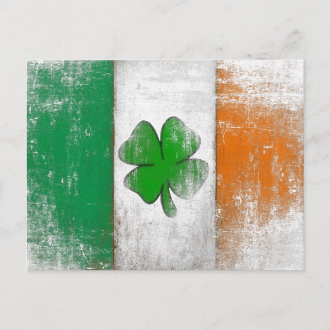 Postal con bandera irlandesa vintage (Anverso)