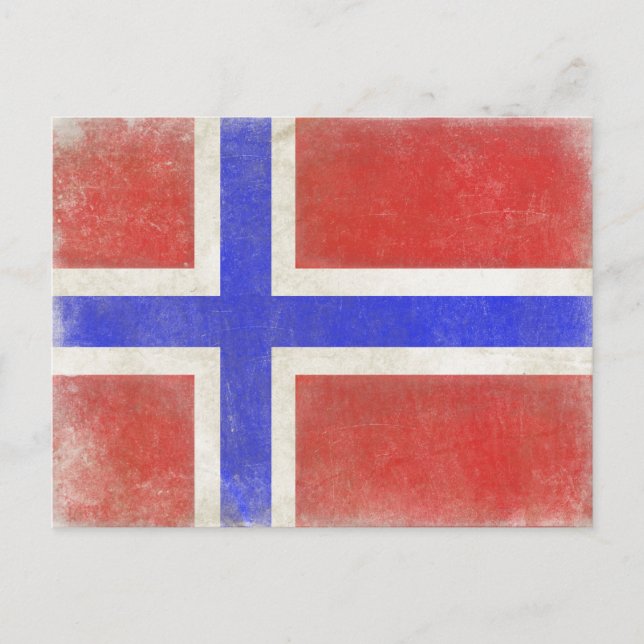 Postal con bandera noruega en peligro (Anverso)