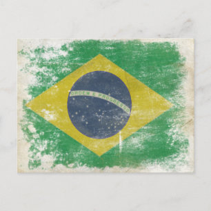 Postal con bandera sucia de Brasil