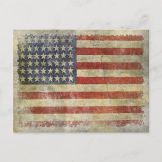 Postal con bandera sucia vintage de Estados Unidos