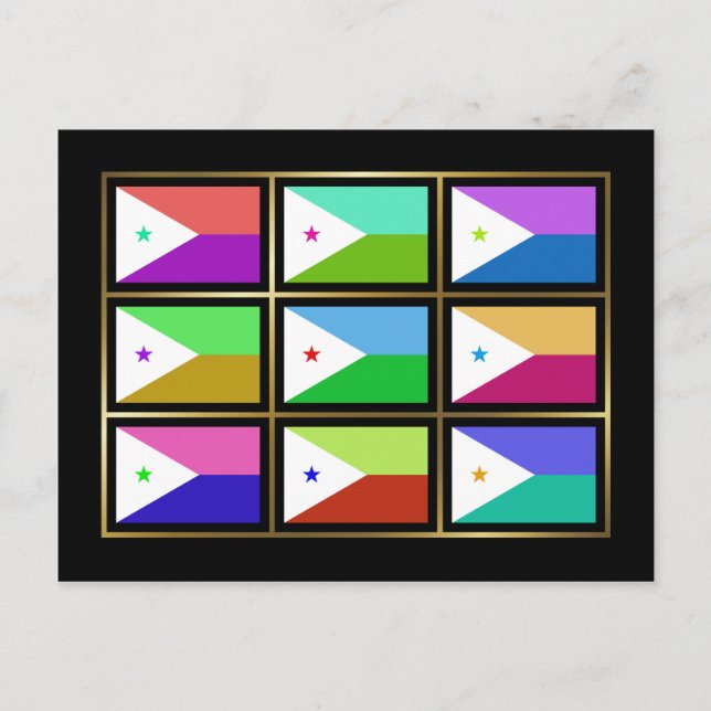 Postal con banderas múltiples de Djibouti (Anverso)