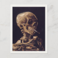 Postal Con Calavera Fumadora