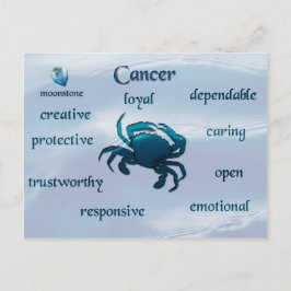 Postal con características de zodiaco de cáncer