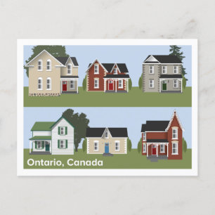 Postal con casas victorianas de Ontario