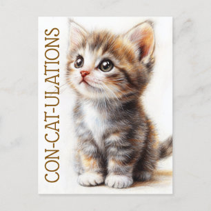 Postal Con-Cat-Ulaciones, Gato, Gatito, Minino, Felicidad