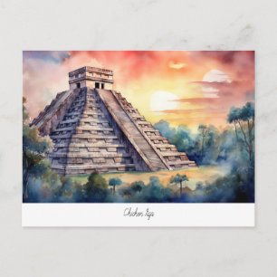 Postal con Chichen Itza, México.