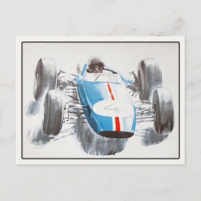 Postal con coche de Carreras de época (Anverso)