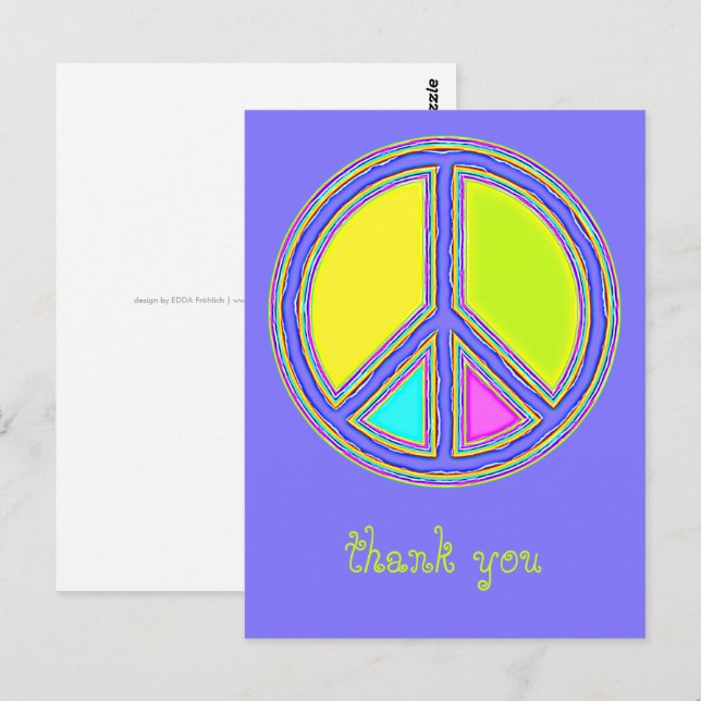 Postal Con colores rellenados Firma PEACE 1 (Anverso / Reverso)