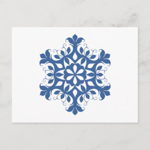 Postal con copo de nieve azul