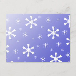 Postal con copos de nieve azul
