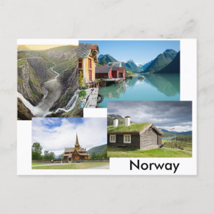 Postal con cuatro paisajes en Noruega
