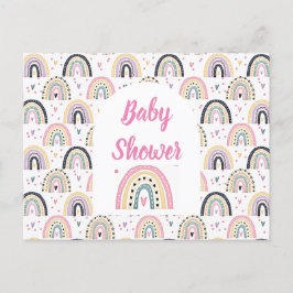 Postal con ducha de bebé color arcoiris pastel