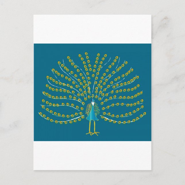 Postal con el ilustracion del pavo real (Anverso)