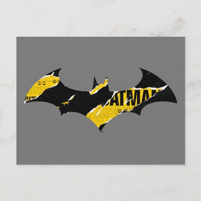Postal con el logotipo Batman de cinta de adverten (Anverso)
