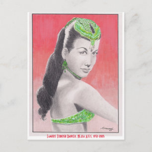 Postal con el orig. arte, bailarín turco Nejla