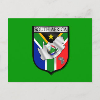 Postal con escudo de fútbol falseador de Sudáfrica