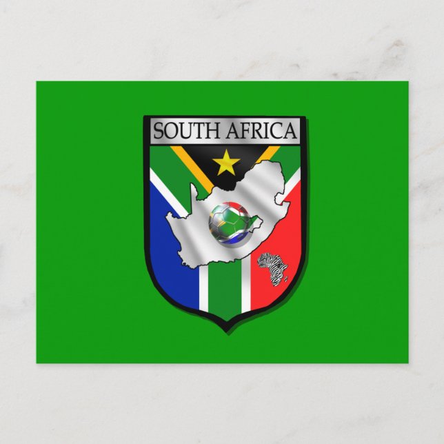 Postal con escudo de fútbol falseador de Sudáfrica (Anverso)