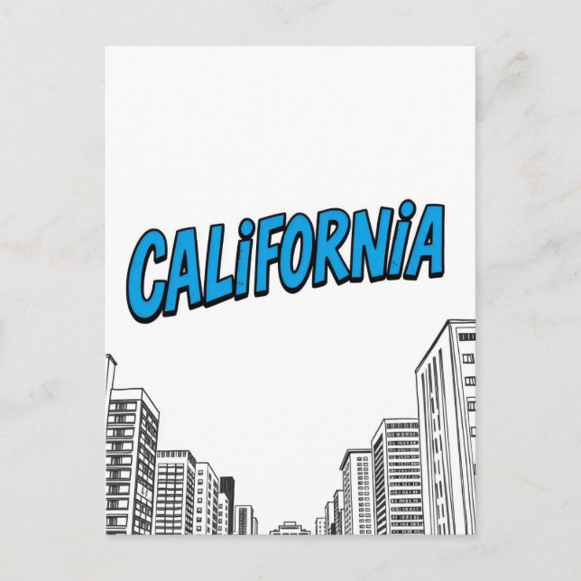 Postal con estilo cómic de California (Anverso)