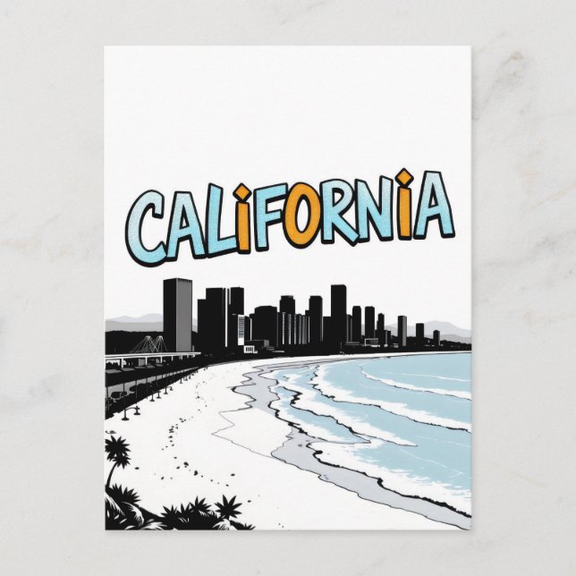 Postal con estilo cómic de California (Anverso)