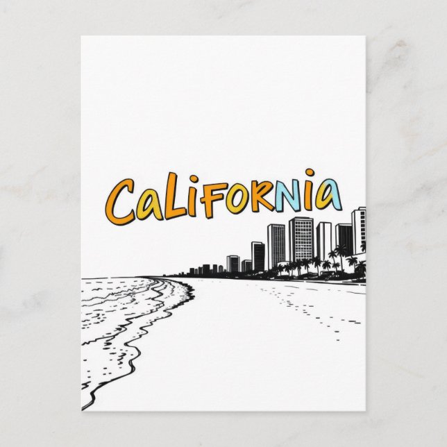Postal con estilo cómic de California (Anverso)