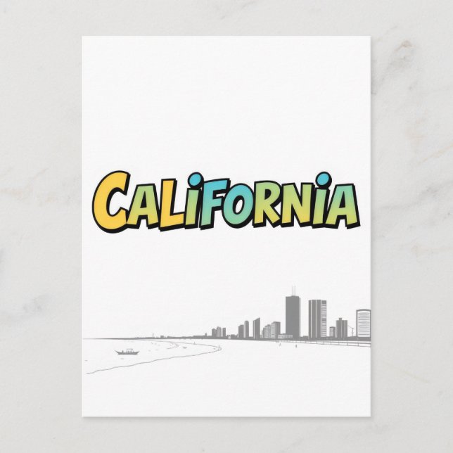 Postal con estilo cómic de California (Anverso)