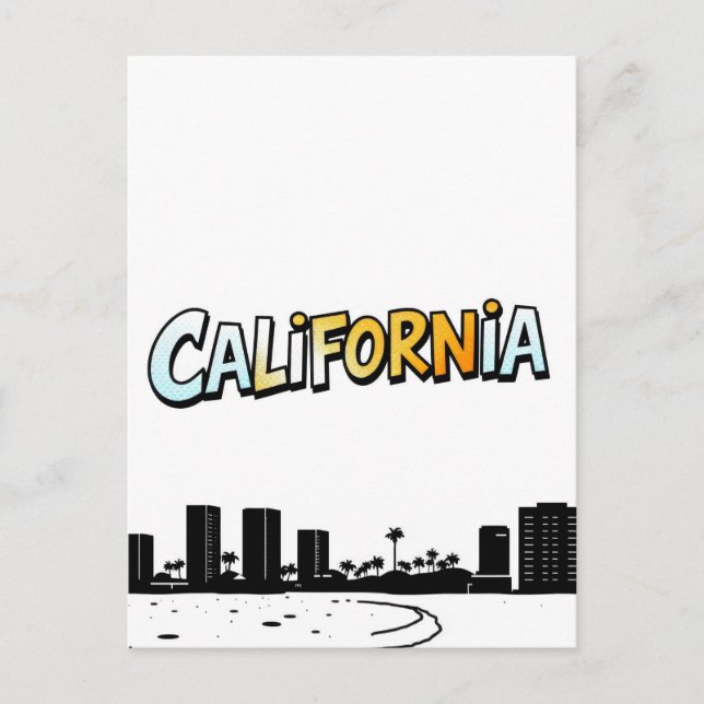 Postal con estilo cómic de California (Anverso)
