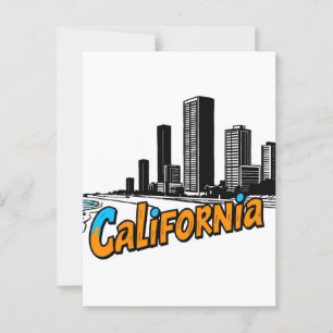Postal con estilo cómic de California