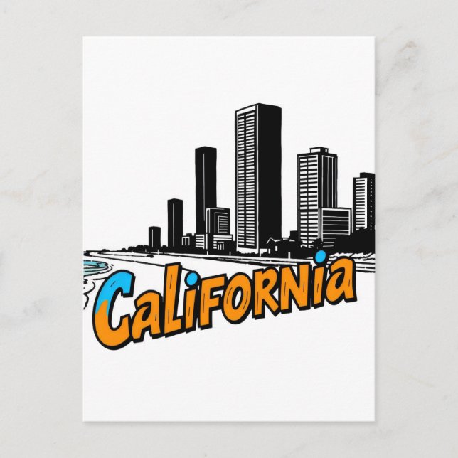 Postal con estilo cómic de California (Anverso)