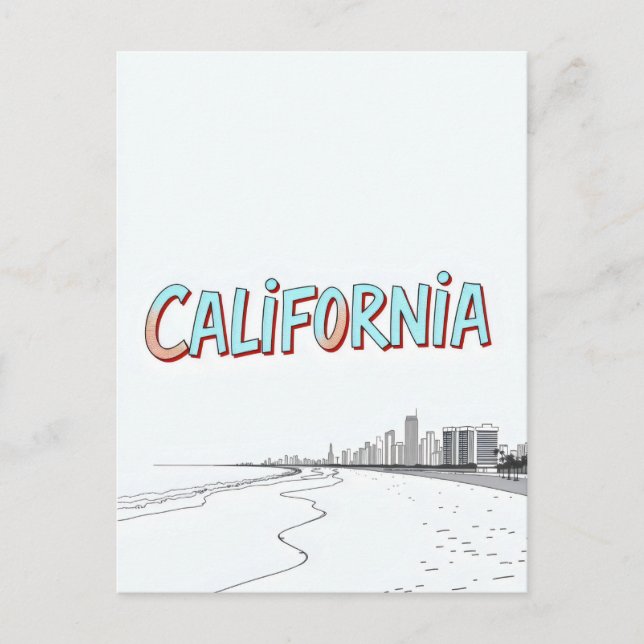 Postal con estilo cómic de California (Anverso)