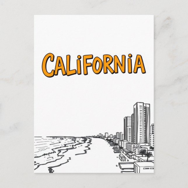 Postal con estilo cómic de California (Anverso)