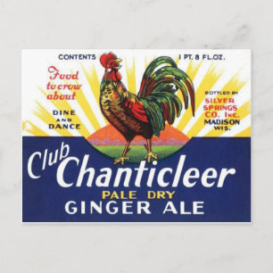 Postal con etiqueta de bebida de cosecha de cosech