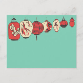 Postal con faroles de papel chino tradicional