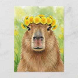 Postal con flores de guirnalda cute capybara Dande