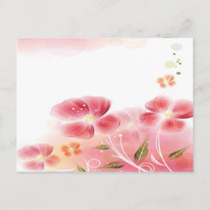 Postal con flores rosadas
