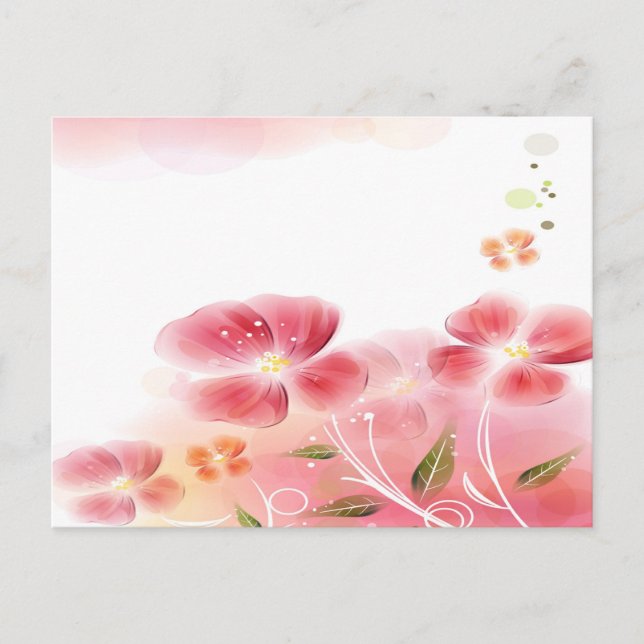 Postal con flores rosadas (Anverso)