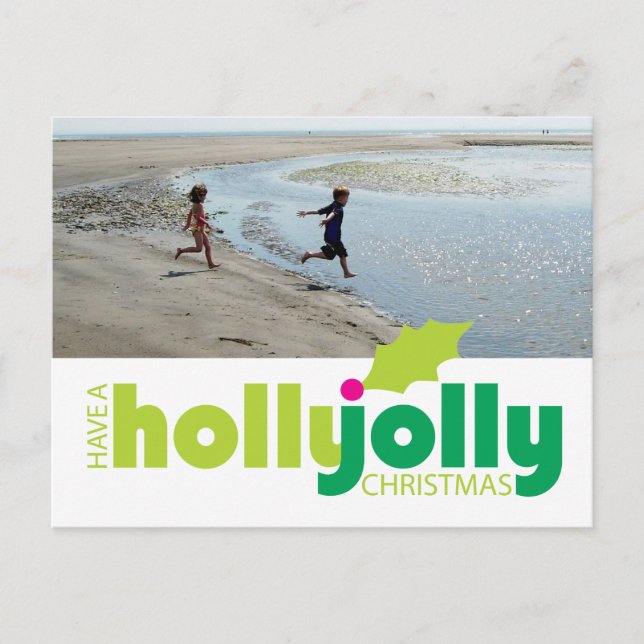 Postal con foto de Navidades de Holly Jolly (Anverso)