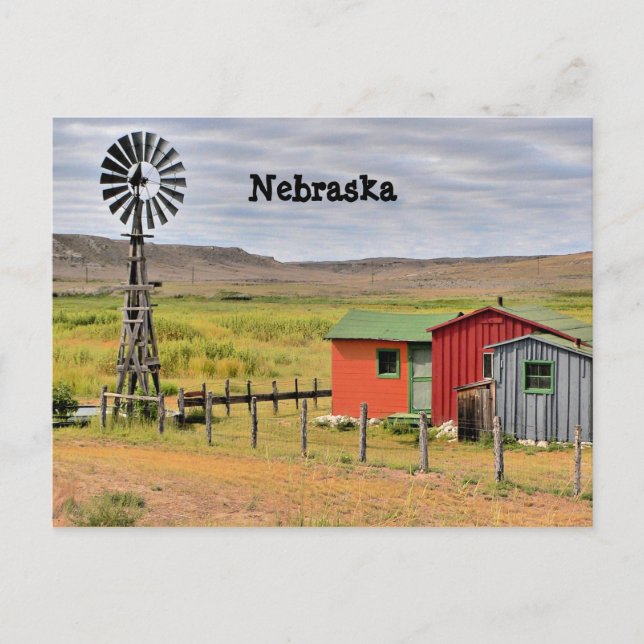 Postal con foto del paisaje de Nebraska (Anverso)