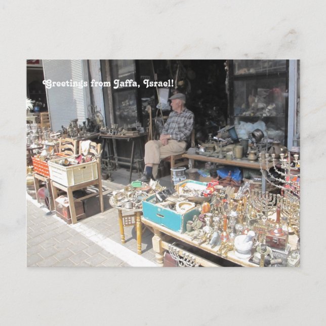 Postal con fotografía en el mercado de pulgas de J (Anverso)