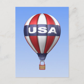 Postal con globo azul y blanco rojo de los Estados