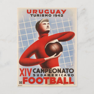 Postal con imprenta de fútbol de época de Uruguay