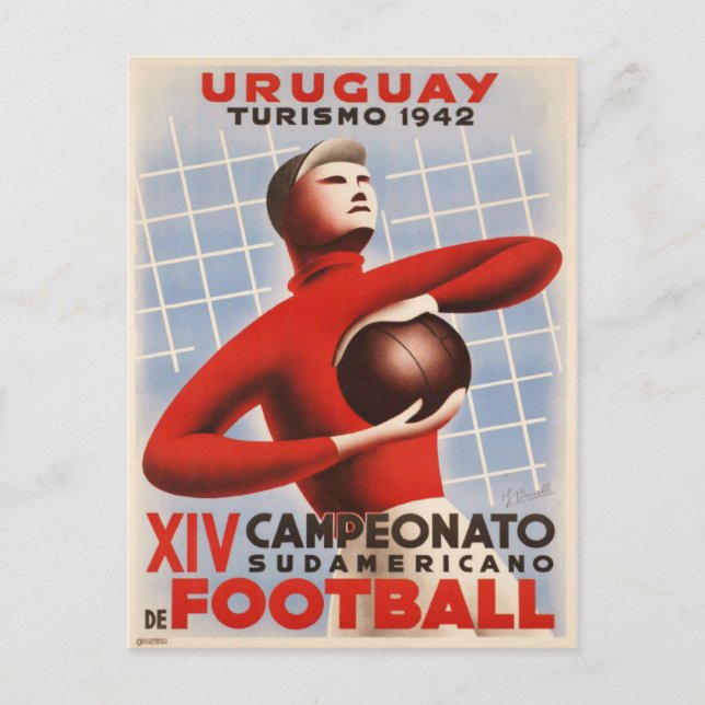Postal con imprenta de fútbol de época de Uruguay (Anverso)