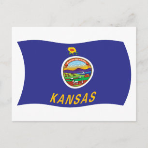Postal con la bandera de Kansas