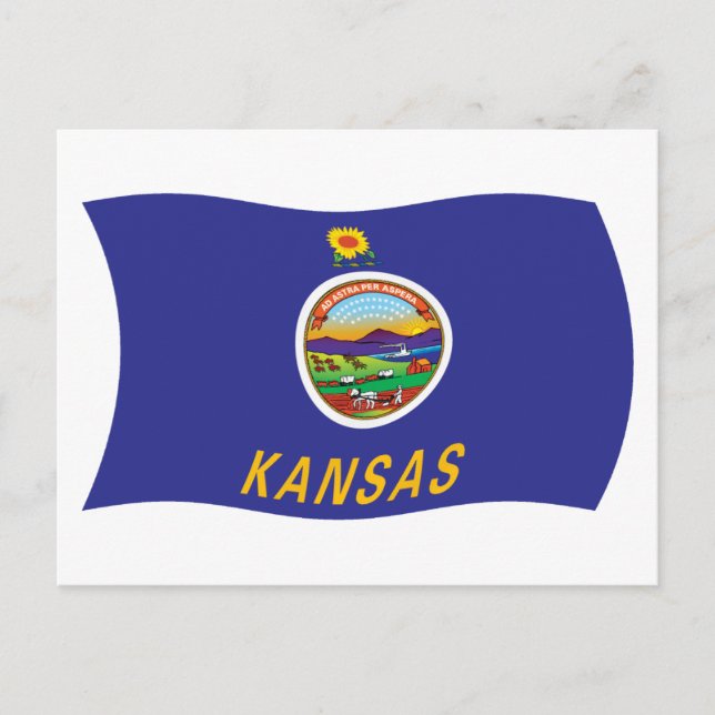 Postal con la bandera de Kansas (Anverso)