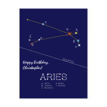 Postal con la Constelación Zodiacal Aries