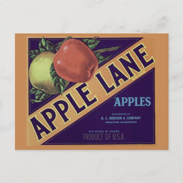 Postal con la etiqueta "Apple Lane" Fruit Crate (Anverso)