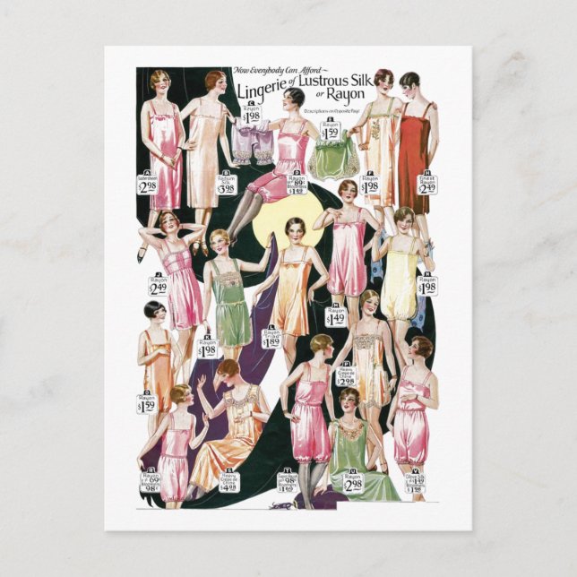 Postal con la etiqueta de anuncio de lencería limu (Anverso)
