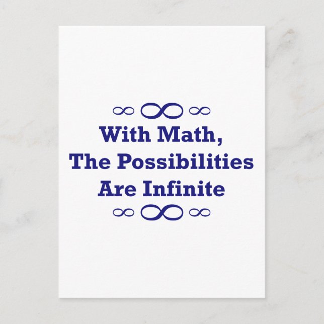Postal Con La Matemática, Las Posibilidades Son Infinitas (Anverso)